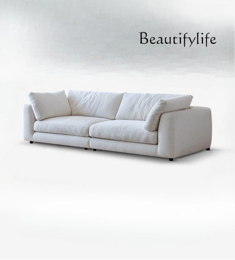 

Sofa small apartment living room straight row removable washable retro wind cotton and linen fabric designer home
