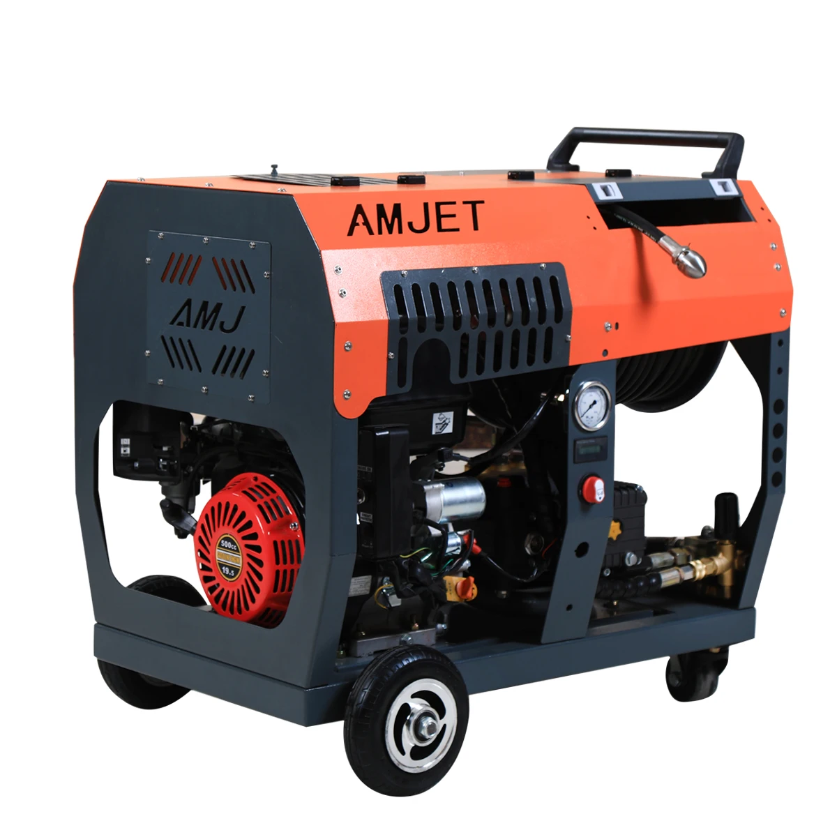 AMJ  19.5hp-180bar-45lpm gasoline high-pressure sewer cleaning machine applied to pipeline 