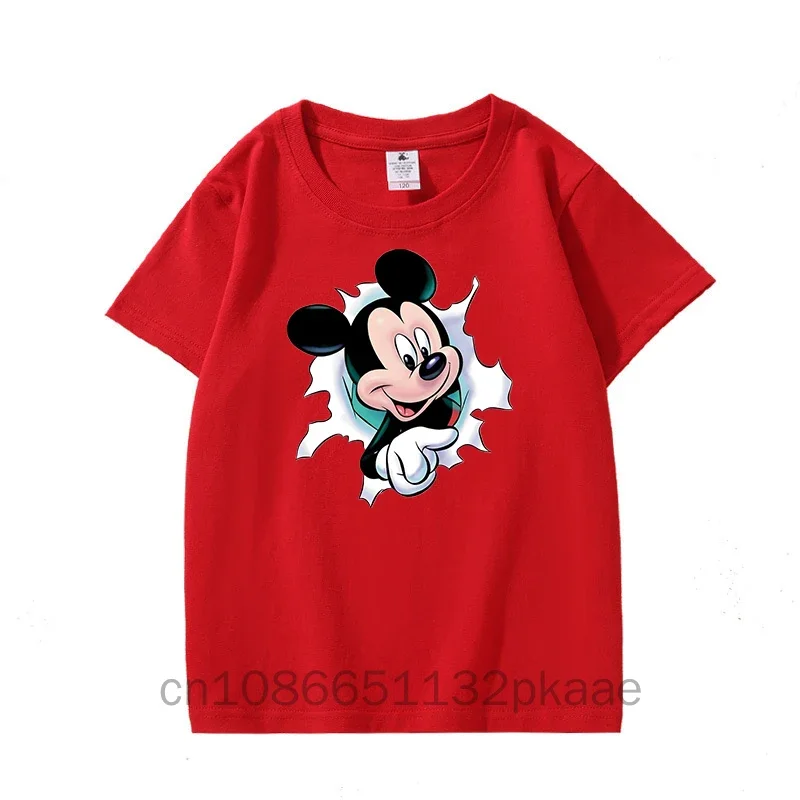 

Disney Mickey Cotton Print Children T-Shirt Combination Tee Shirts Disney Cartoons Kawaii Kid Casual Short Sleeves Harajuku Tops