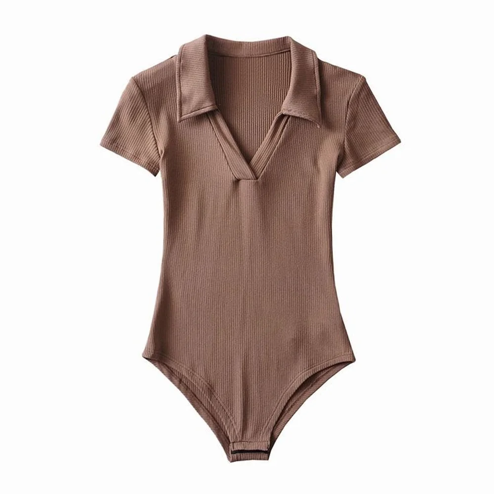 جديد إمرأة ارتداءها الملابس الداخلية ملابس خاصة قصيرة الأكمام سليم صالح مثير بذلة عادية الأساسية الأعلى Bodycon الخامس الرقبة Hotsweet قميص