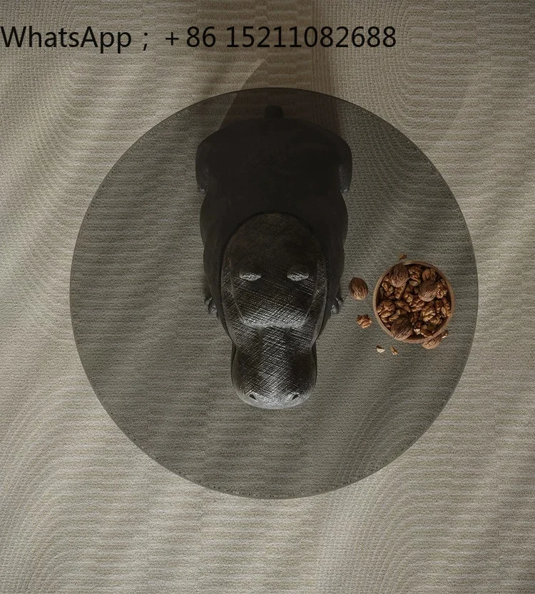 SCY hippo-shaped coffee table tempered glass round tea table minimalist creative artistic coffee table