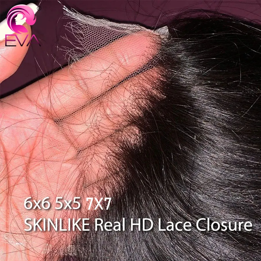 Invisible 5x5 6x6 7x7 HD Lace Closure Melt Skin Pre Plucked HD Transparent Lace Straight HD Lace Closures Only 100% Human Hair