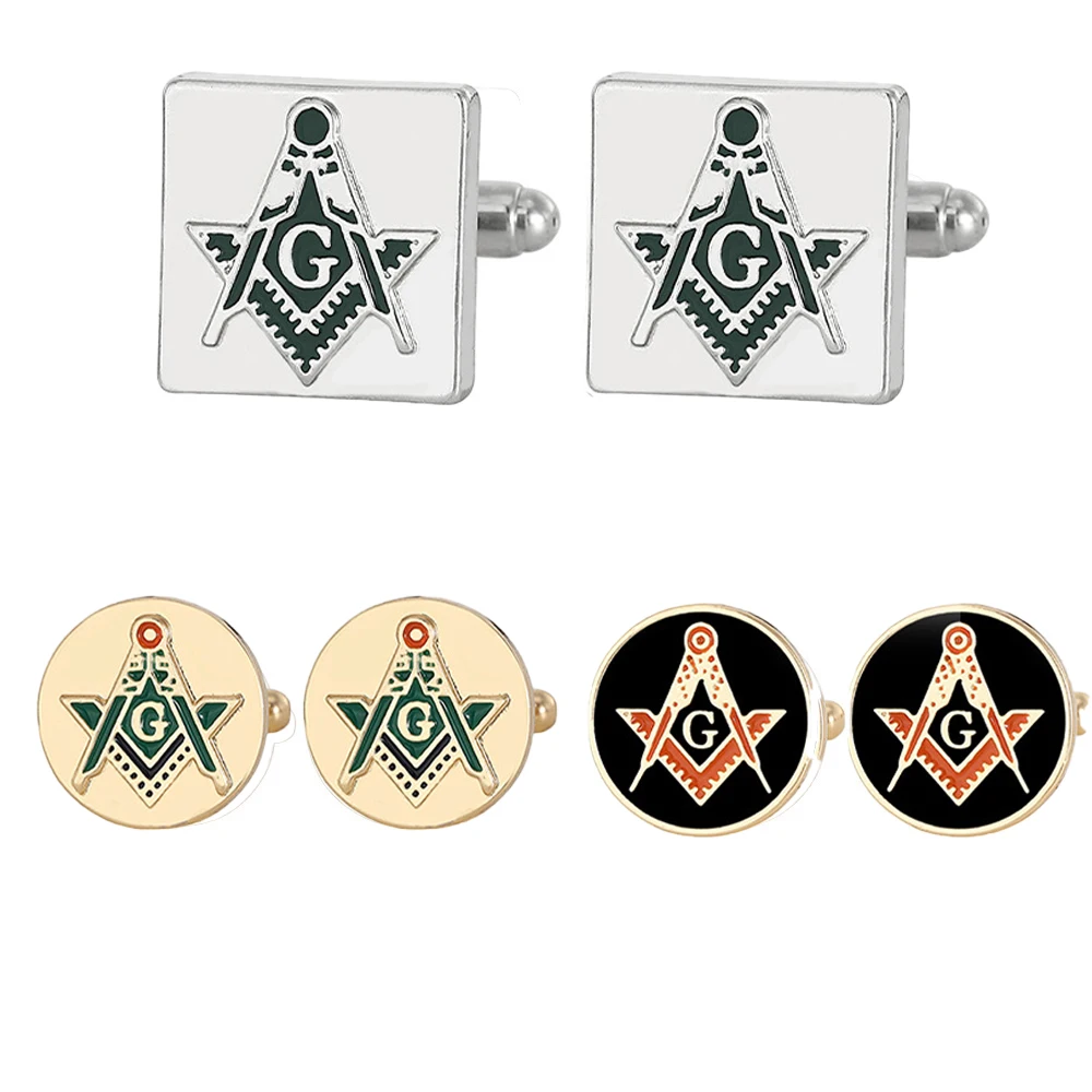 Creative Masonic Cufflinks Personalized Versatile Suit Shirt for Men and Women with Pin Sleeve Studs Accessories