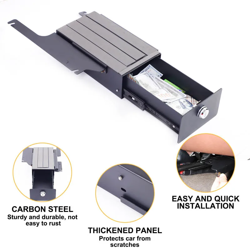 For Toyota LC71 LC76 LC79 2007-2026 Car Under-Driver-Seat Drawer-Style Safe Bin Storage Box Interior Car Decor Accessories