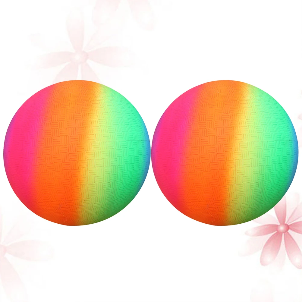 

2Pcs Rainbow Ball Thickened PVC Sports Play Ball Bright Color for Outdoor Indoor Games Children Catching Throwing Skills