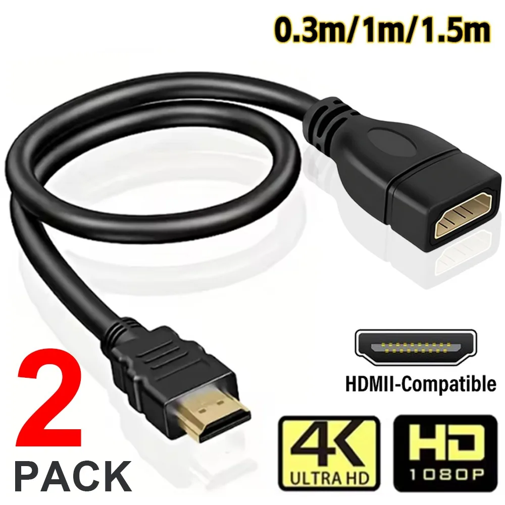 1/2Pcs 4K HDR HDMI-Compatible 2.0 Extension Cable Male to Female High-Speed Extension Cord for PS5 Xbox Series X/S PC Monitor TV