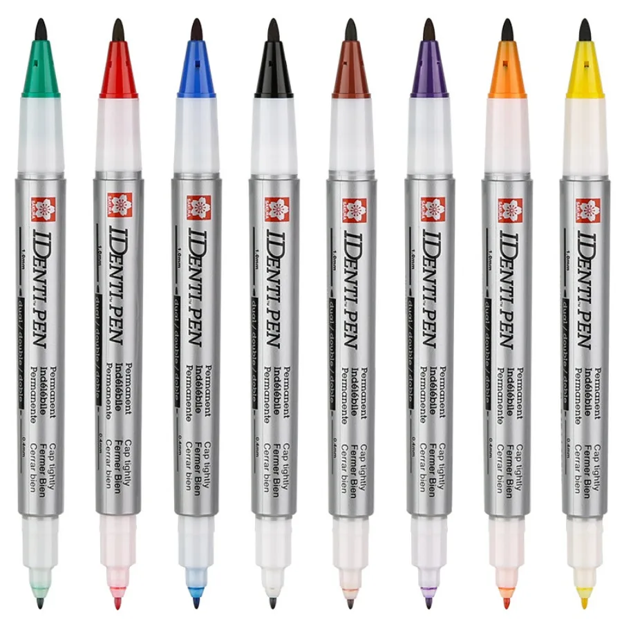 For Sakura 4PCS/LOT Identi-Pen Permanent Marker Assorted Colors Dual Points Fine Fiber & Extra Fine Plastic
