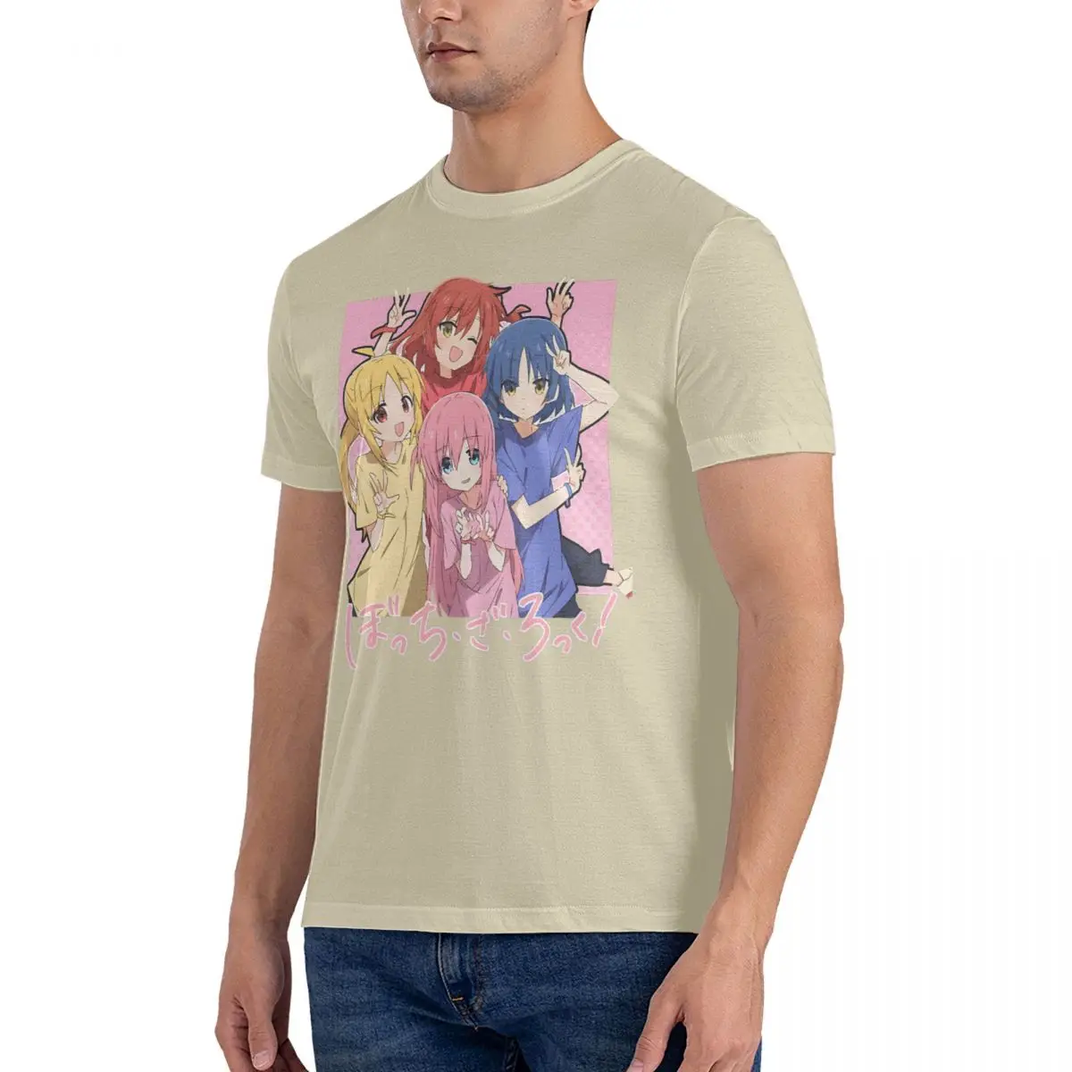 Anime T-Shirt Men Bocchi Creative Pure Cotton Tees Round Neck Short Sleeve T Shirt Gift Tops