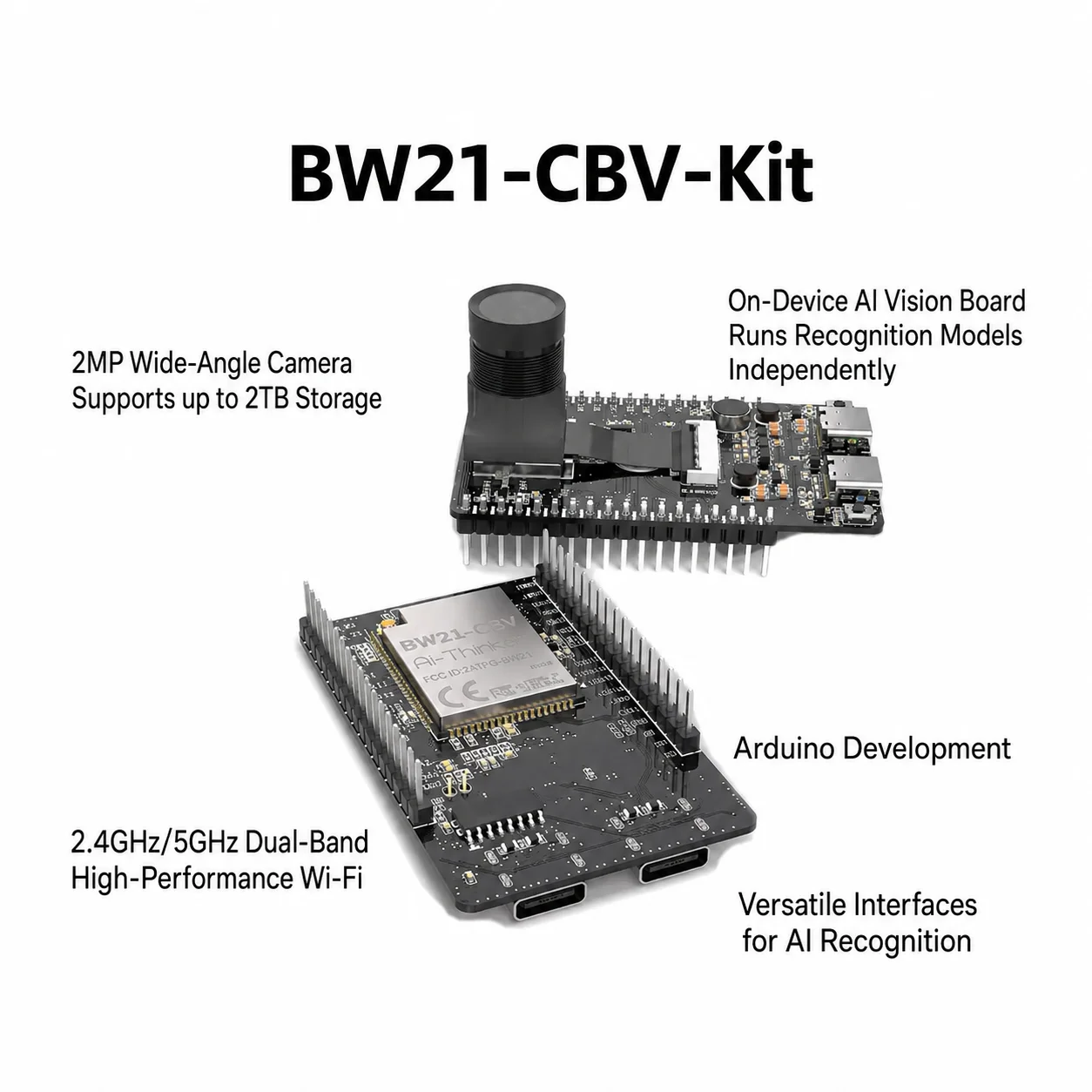 BW21-CBV-Kit Anxin Dual Band Wi-Fi + Bluetooth Module/Ai Visual Identity/Camera Development Board