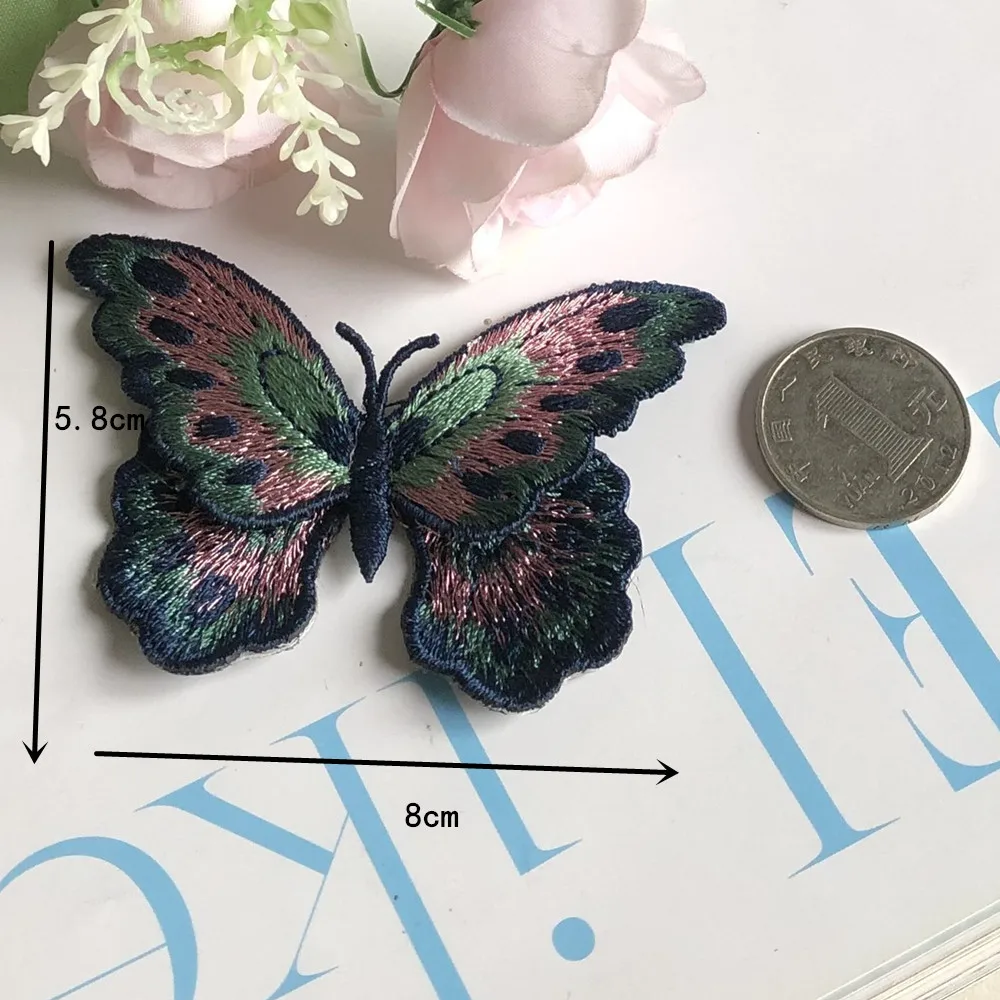 Double Colored Embroidered Butterfly Cloth Patch Patches on Clothes Sewing Embroidery Patches for Clothing DIY Apparel Supplies