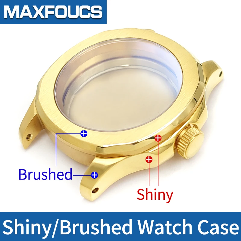 Shiny/Brushed Nautilus Watch Case 3 Crown Position Stainless Steel For SKX007 Nh35/36 Movement Sapphire Glass Watch Part