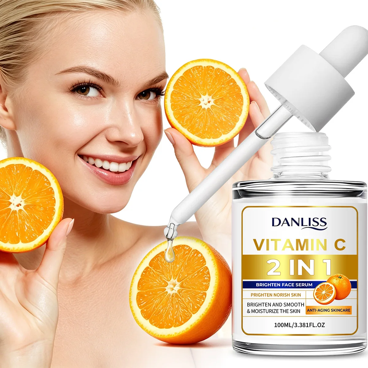 Sérum Facial Iluminador 2 em 1 com Vitamina C – Antienvelhecimento e Hidratante com Niacinamida Transforme sua pele.