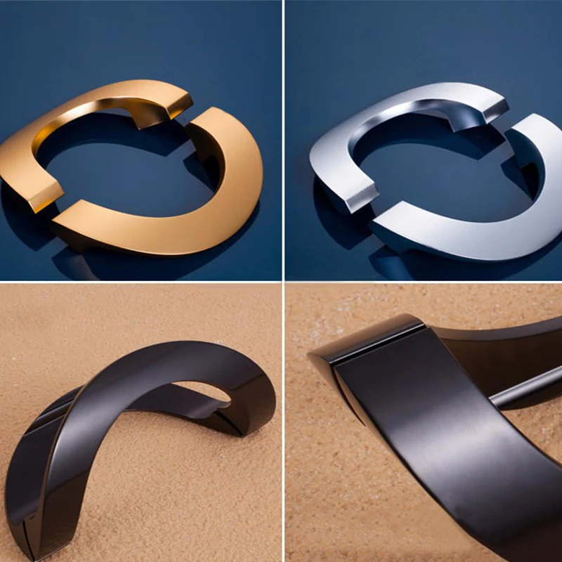 Semi-circular Modern Frameless Glass Door Handle Stainless Steel Sliding Glass Door Wooden Door Handle