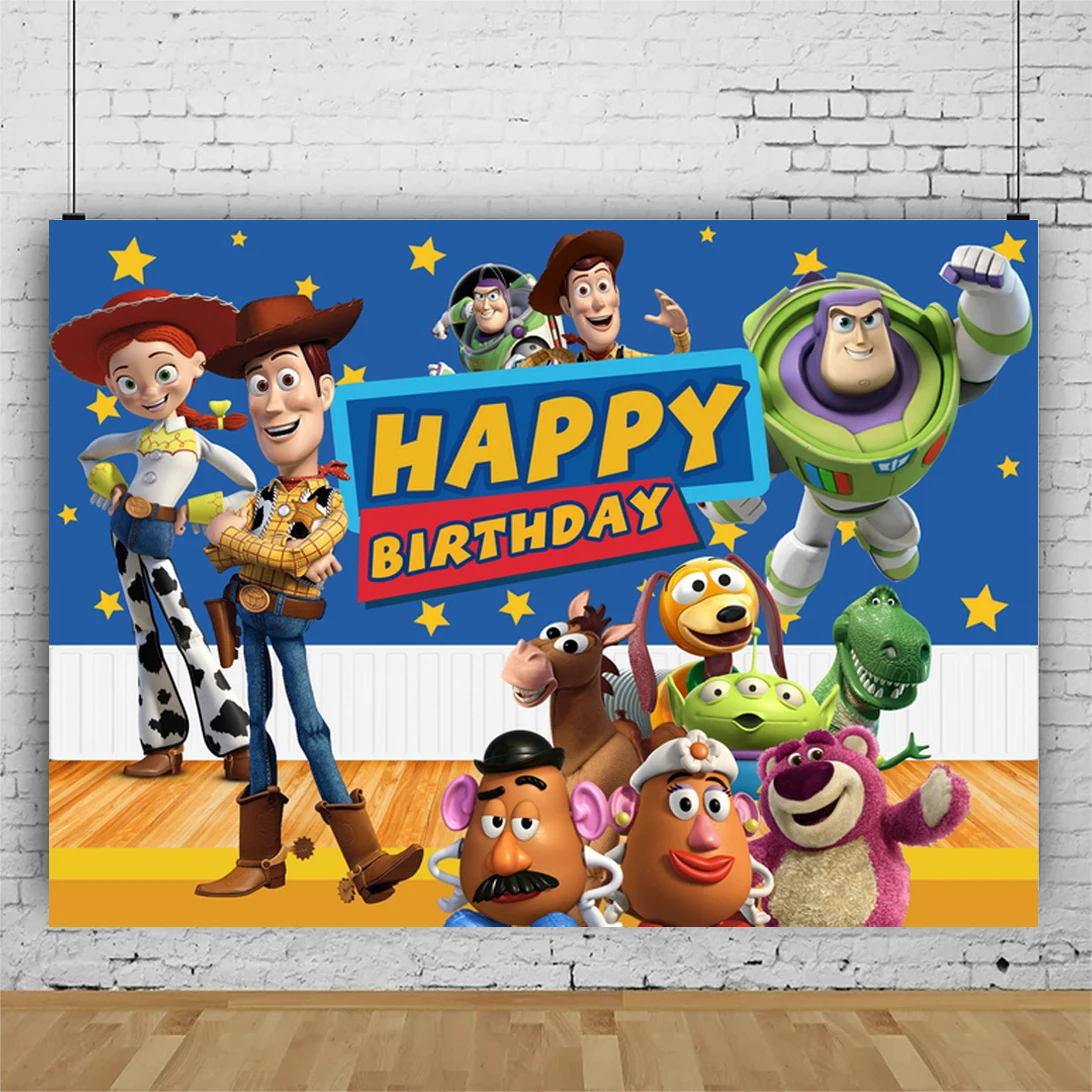 Disney Toy Story Buzz Lightyear Birthday Background Cloth Tapestry Hudi BirthdayKid Baby Birthday Party Photo Studio Decorations