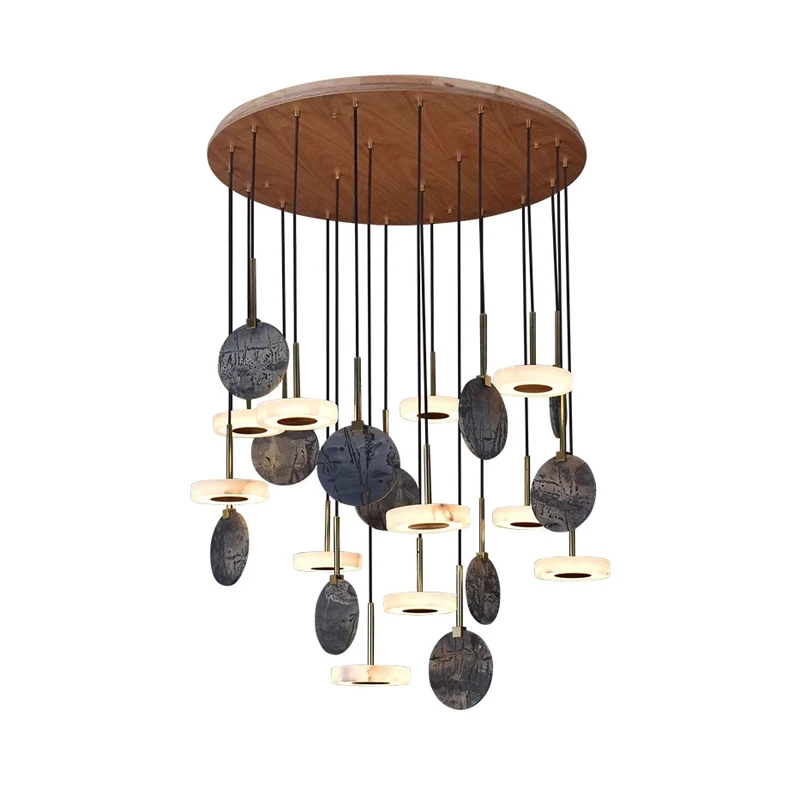 marble and wood led teto chandelier luminaria de suspensao luminaria luminaria para sala de estar casal trendy 2023 01