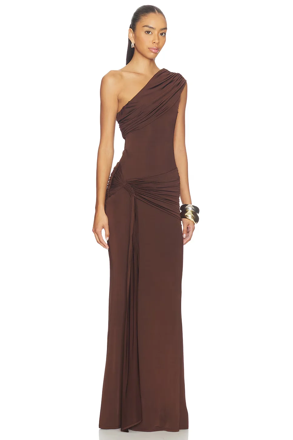 Customized Women's Sleeveless One Shoulder Jersey A-line Floor Length Prom Gowns Party Dress Simple Style Evening Dress New