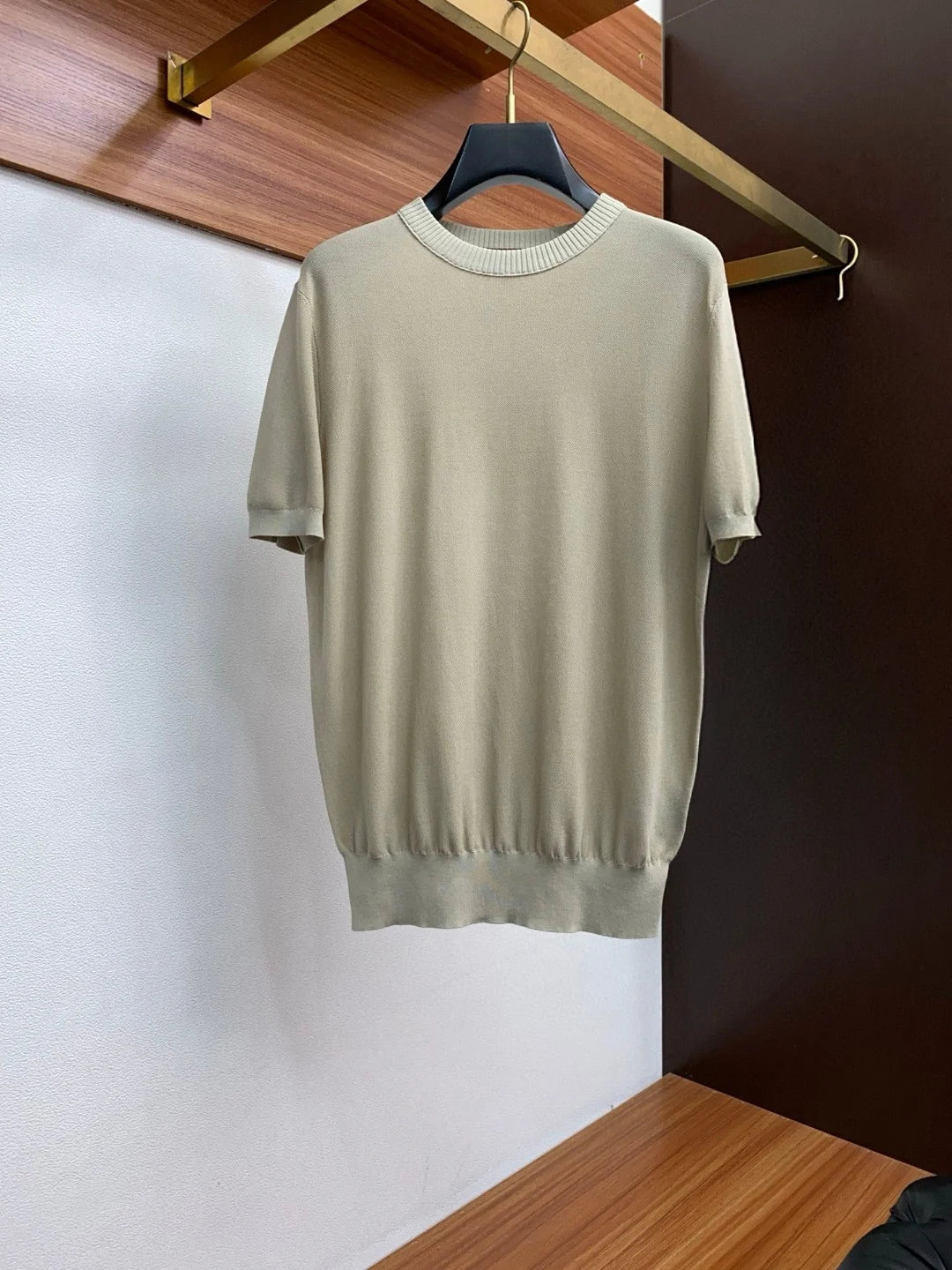 

LP old money wind high version summer flax mulberry silk mixed cotton knitted short-sleeved T-shirt