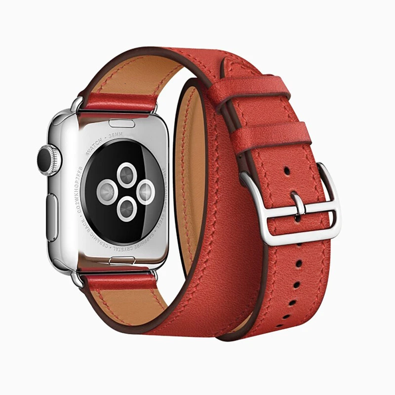 Leather Double Ring Strap For Apple Watch 6 SE 44/40mm Premium Wristband iWatch Ultra 3 2 1 49mm 11 10 46mm 42mm 9 8 7 45mm 41mm