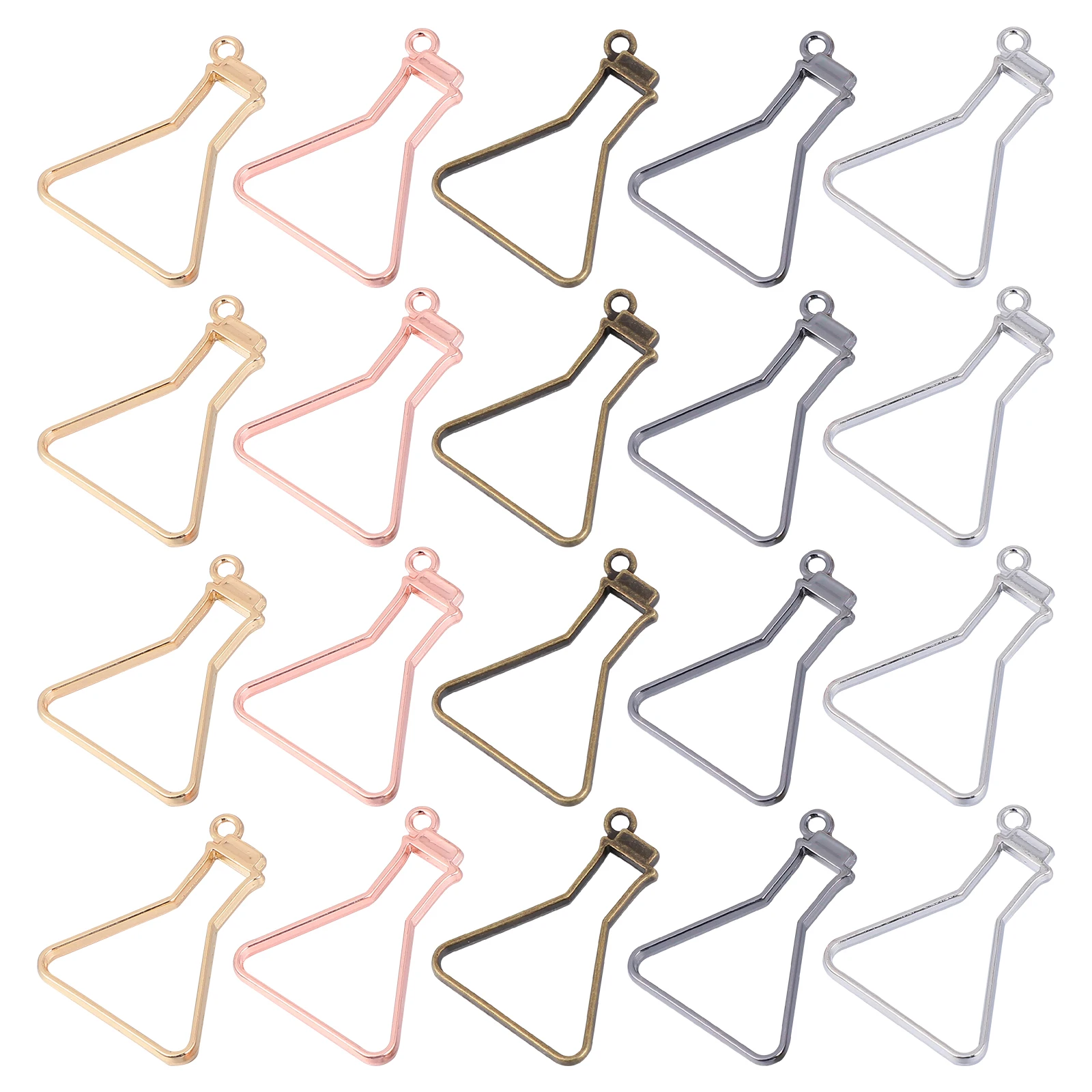 

50 Pcs UV Resin Open Bezels Drift Bottle Frames Alloy Charms Blanks Stainless Steel Jewelry Making Pendant Accessories