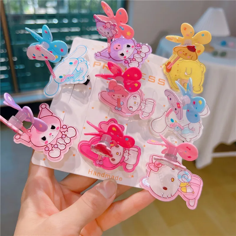 Creative Sanrio Pinwheel Hairpin Hello Kitty Cinnamoroll Kuromi Purin Kids Cute Head Accessories Kids Hair Clip Girls Headdress