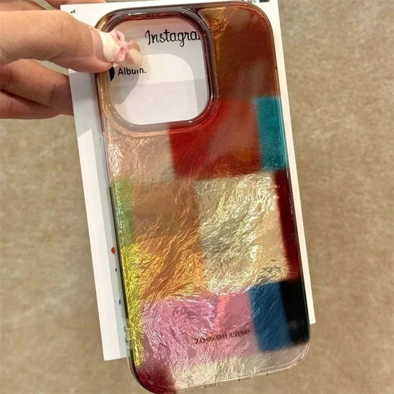 

Color lattice Phone Case For iPhone 16 16E 15 Pro Max 14 11 13 Mini 12 XR 8 7 Plus X XS Cover