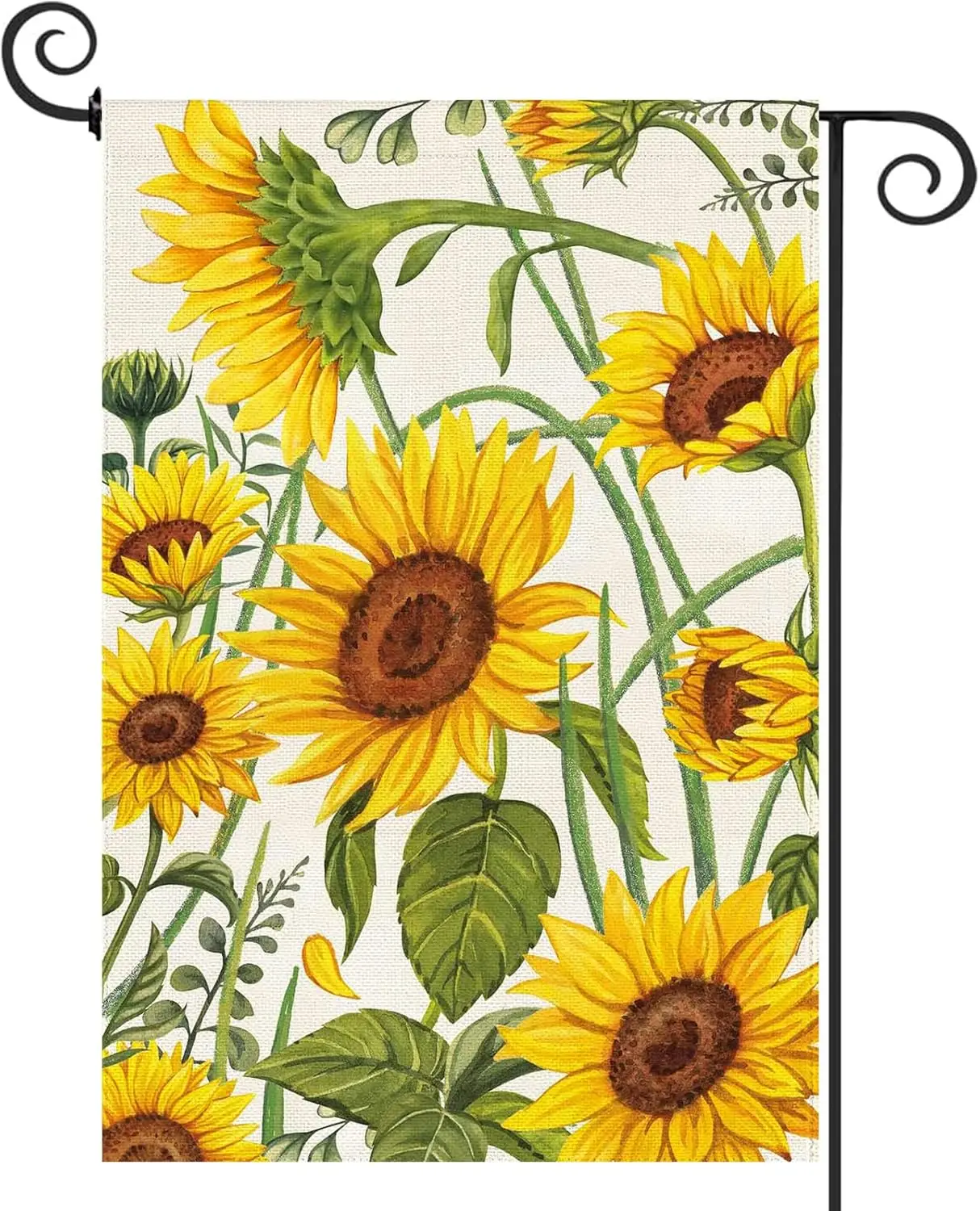 Baccessor Spring Summer Sunflower Garden Flag 12.5 x 18 Inch Double Sided Burlap Summer Yellow Flower Green Leaf Farmhouse S SSL