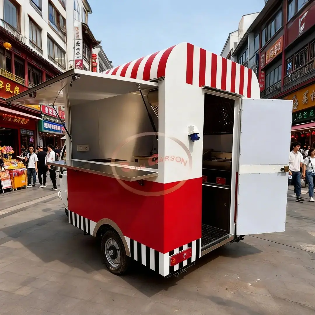 عربة بيع خارجية قابلة للتخصيص، شاحنة خفيفة متنقلة متينة ومحمولة لمقطورة طعام الشاي والحليب والشواء