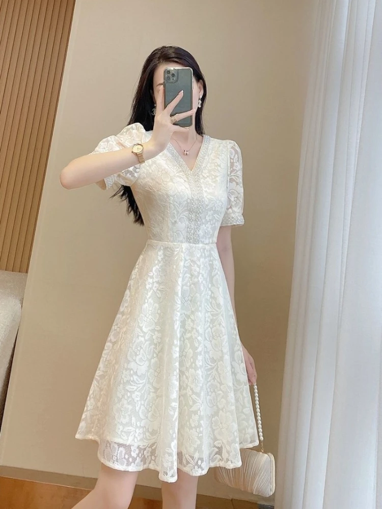 Woman Dress Midi Birthday Dresses for Women Formal Occasion White Elegant Luxury Beautiful Harajuku High Quality Outfits New In