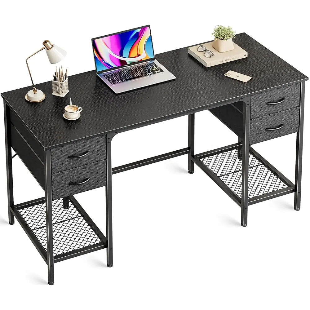 

47 H Computer Desk With 4 Drawers, Office Desk With Mesh Shelf, Gaming Desk, Large Storage, Writing Work Desk For Home Office,