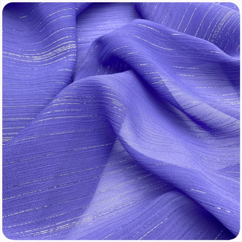

Shiny silver thread crinkled chiffon fabric light and thin Hanfu clothing toy accessories shoe materials
