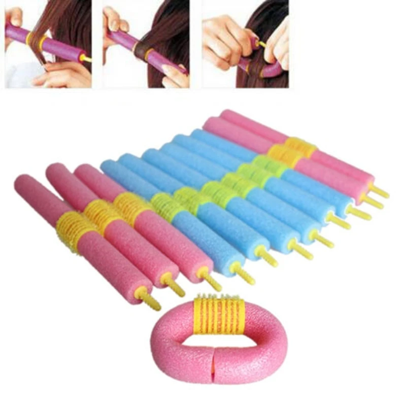 12pcs Lot Curler Makers Soft Foam Anion Bendy Twist Curls DIY Styling Hair Rollers Cling Tool for Women Accessories