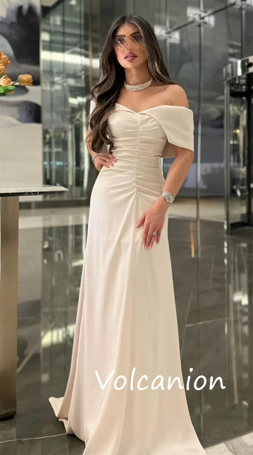 Vestidos largos personalizados con hombros descubiertos, Jersey exquisito plisado, corte en A, ocasión a medida, estilo moderno Retro