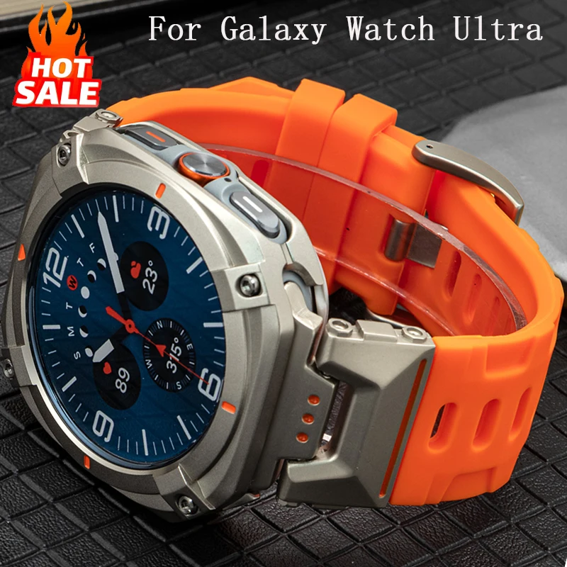 

Чехол + ремешок для Samsung Galaxy Watch Ultra 2025/7Ultra 47, металлический чехол, силиконовый ремешок для Galaxy Ultra 47 мм, спортивный браслет в виде ракушки