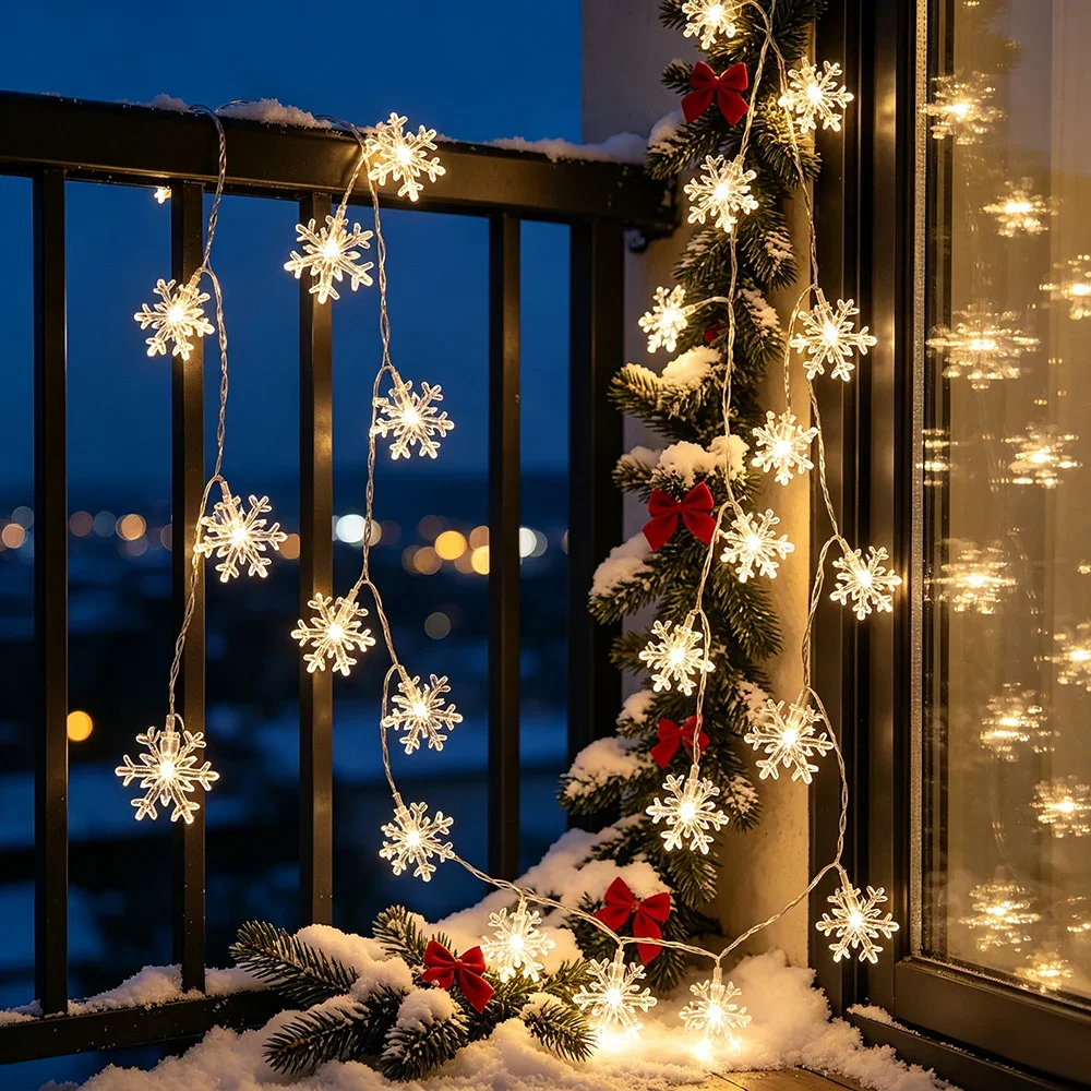 1pc Christmas Snowflake String Lights, 6M 40LED USB Snowflaker String Lights, LED Fairy Lights for Christmas Wedding Party Decor