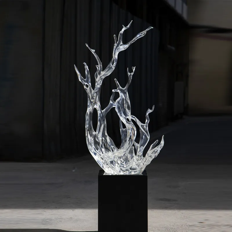 

Hall Stairwell Transparent Resin Wave Ornament Villa Model Room Sculpture Soft Decoration Artwork