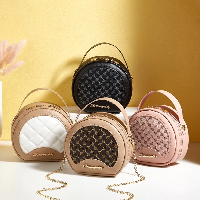 

Fashion niche design small round bag new trend women's bag contrasting color small bag mini bag simple women's bag