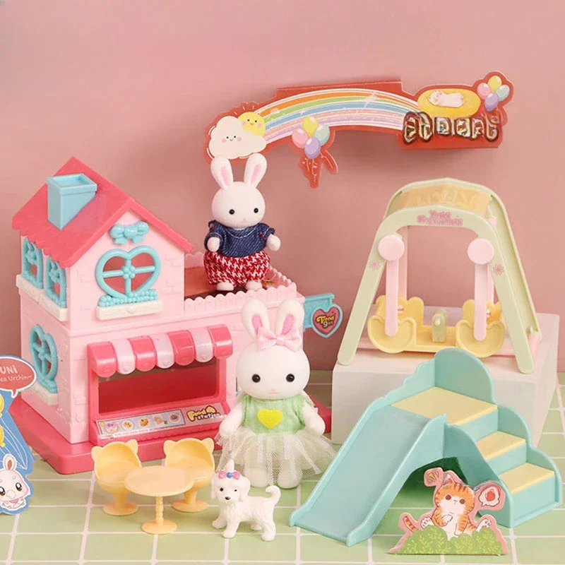 Miniature Dollhouse Furniture Little Rabbit Dresser Lovely Scene Play Toys Simulation Modeling Children\'s Birthday Gift