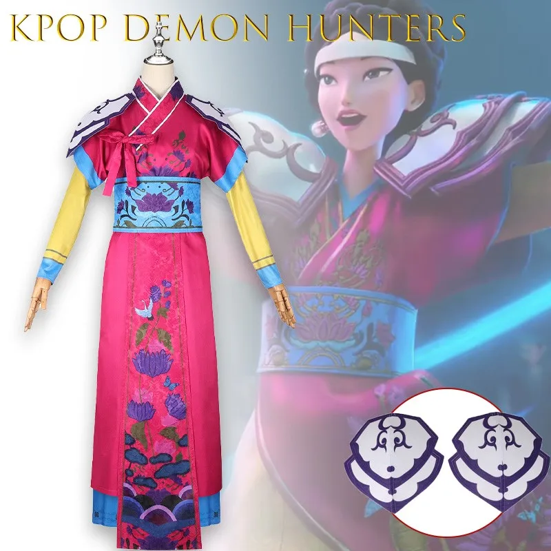 

‌‌‌‌‌KPop Demon Hunters Red Dress Cosplay Costume Anime Character Outfit Sleeve Shirt Loose Wide Leg Trousers Suit Summer Set