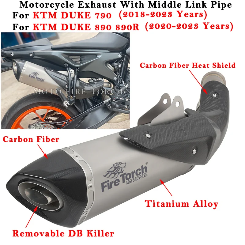 For KTM DUKE 790 890 890R 2018 - 2023 Motorcycle Exhaust Escape System Modified Titanium Alloy Muffler Mid Link Pipe DB Killer