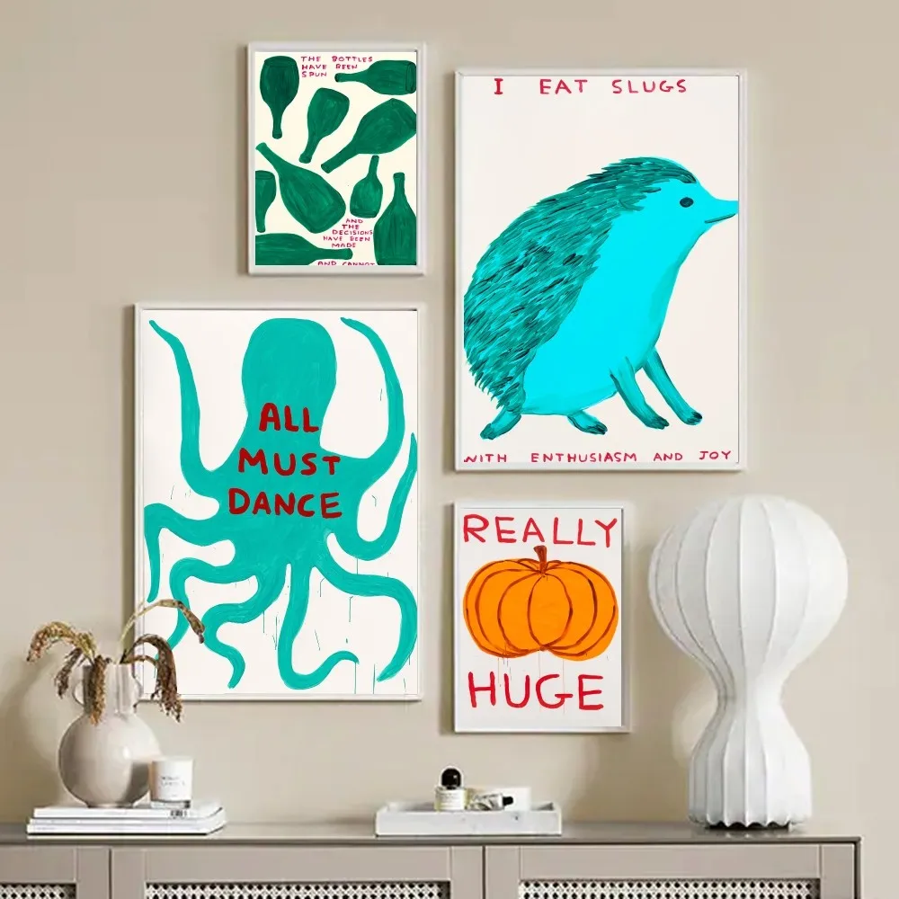 David Shrigley Raise Kangaroo Hedgehog Duck Lock Abstract Posters Stickers Living Room Bedroom Entrance Cafe Wall Art