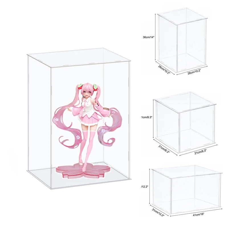 

Acrylic Display Boxes With White Base, Removable Countertop Organizer Box for Lego Figures Doll Toys Alternative Glass Case