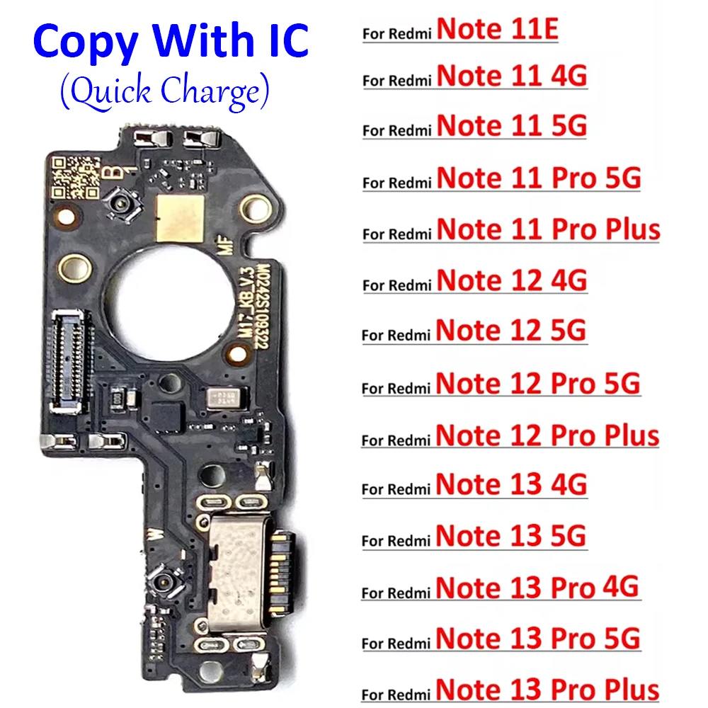 New For Xiaomi Redmi Note 11 11E 12 13 Pro Plus 4G 5G USB Charging Port Dock Charger Connector Board Microphone Flex Cable