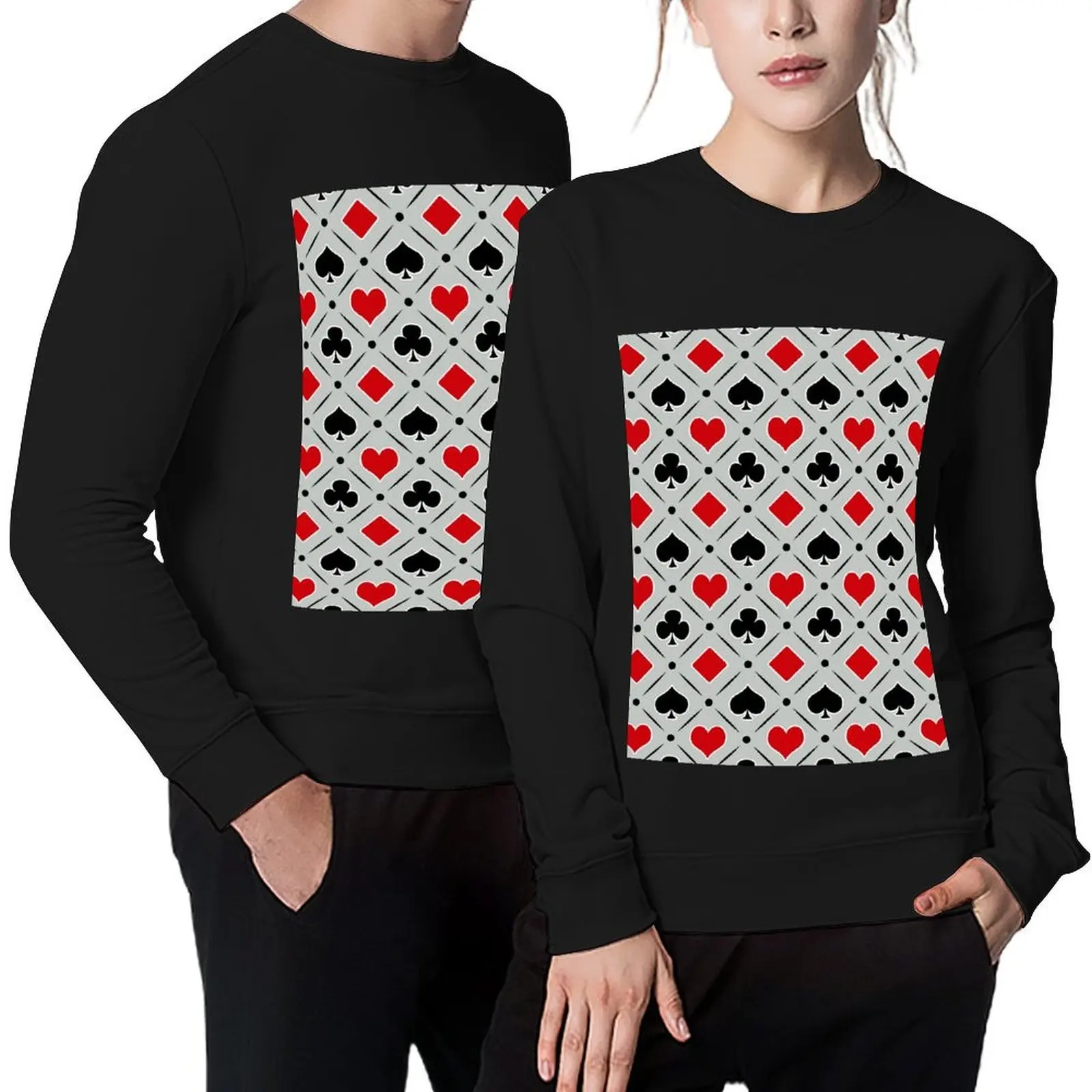 

Playing card suits symbols - grey Pullover men's autumn clothes tracksuit men autumn new products oversize sweatshirts