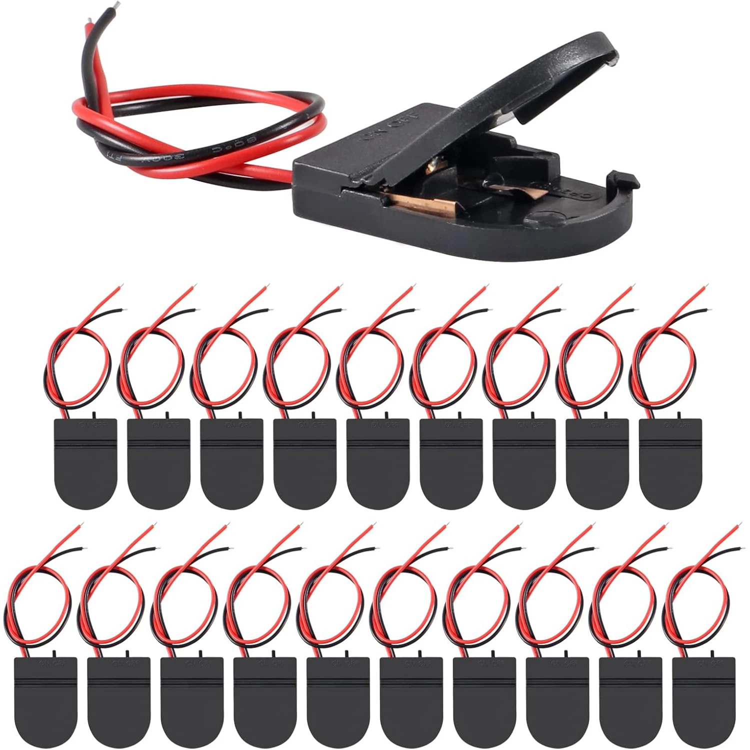 25PCS Battery Holder Coin Cell Holder, 1 x 3V CR2032 Battery Holder,Button Battery Holder with Line On Off Switch