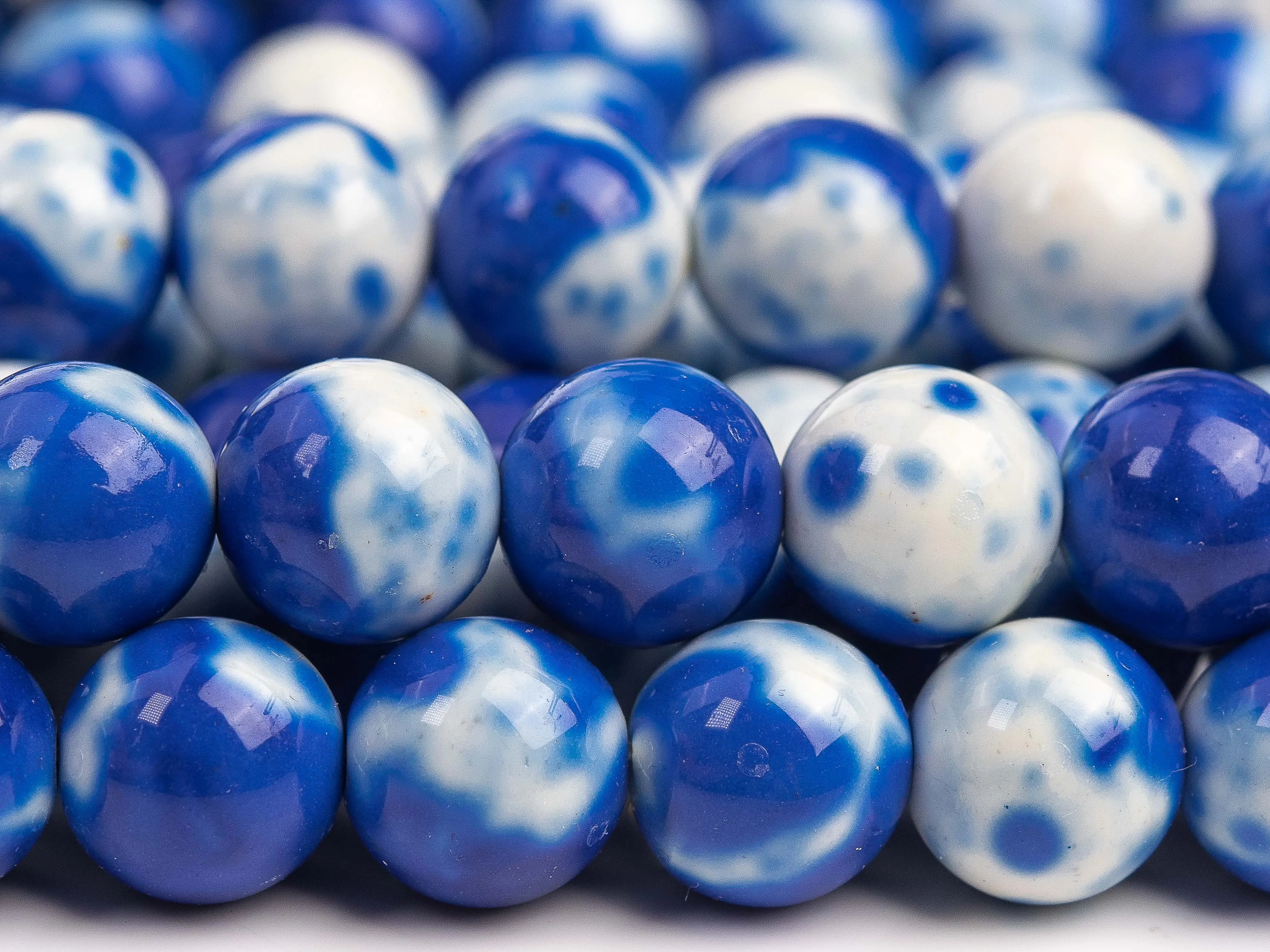 

Blue Rain Flower Jades Loose Beads Round Shape Size Options 4/6/8/10/12mm for Jewelry Making