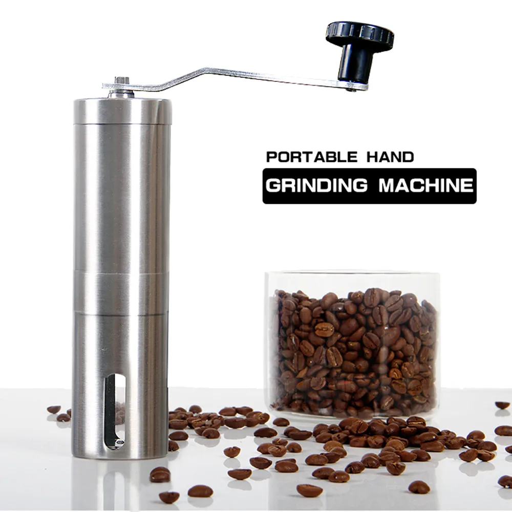 

Silver Coffee Grinder Mini Stainless Steel Hand Manual Handmade Coffee Bean Grinders Mill Kitchen Grinding Coffee Making Tools