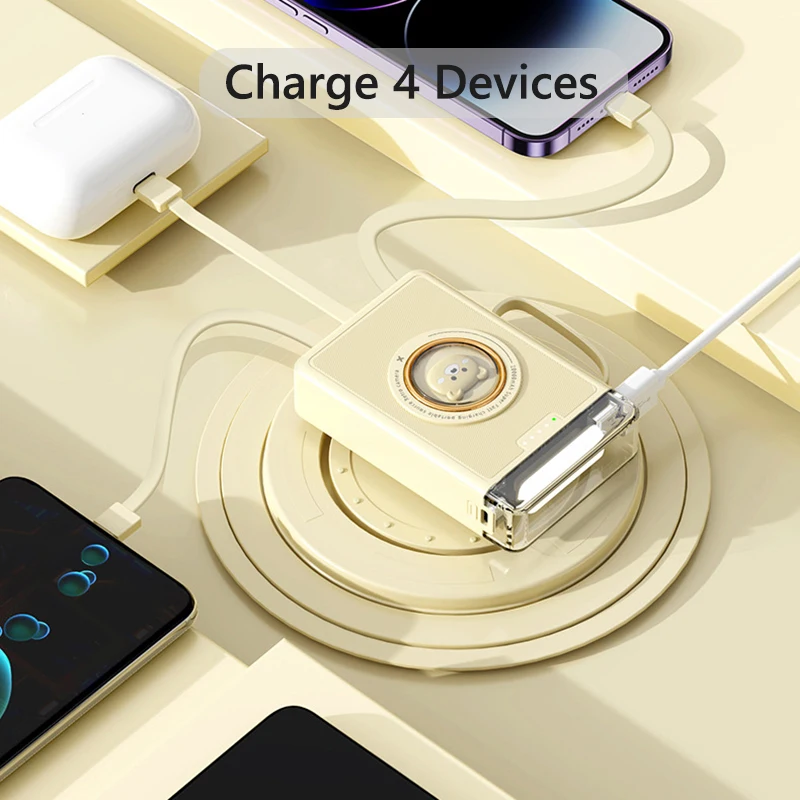 باور بنك صغير مع كابلات مدمجة ، شاحن محمول ، باور بنك لأيفون 15 ، 13 ، S23 ، S22 ، هواوي ، شاومى ، شاومى ، مللي أمبير #4