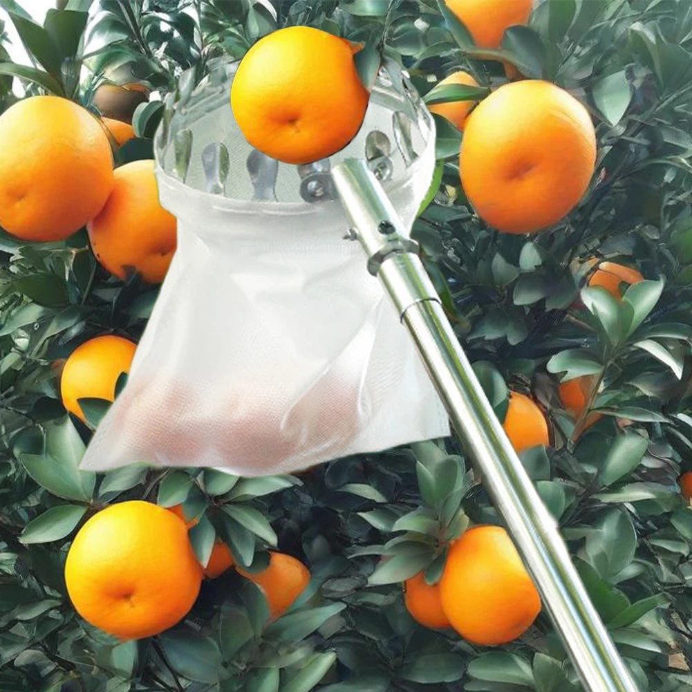 Stainless Steel Splicing Rod Fruit Picker High Tree Orchard Picking Tool Fruit Picking Tool for Apples Mango Lemon Orange