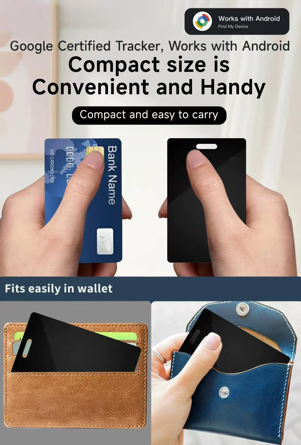 Lokalizator portfela, lokalizator Bluetooth do bagażu, paszportów dla telefonów Android Samsung współpracujący z Google HUB — zdjęcie produktu 4
