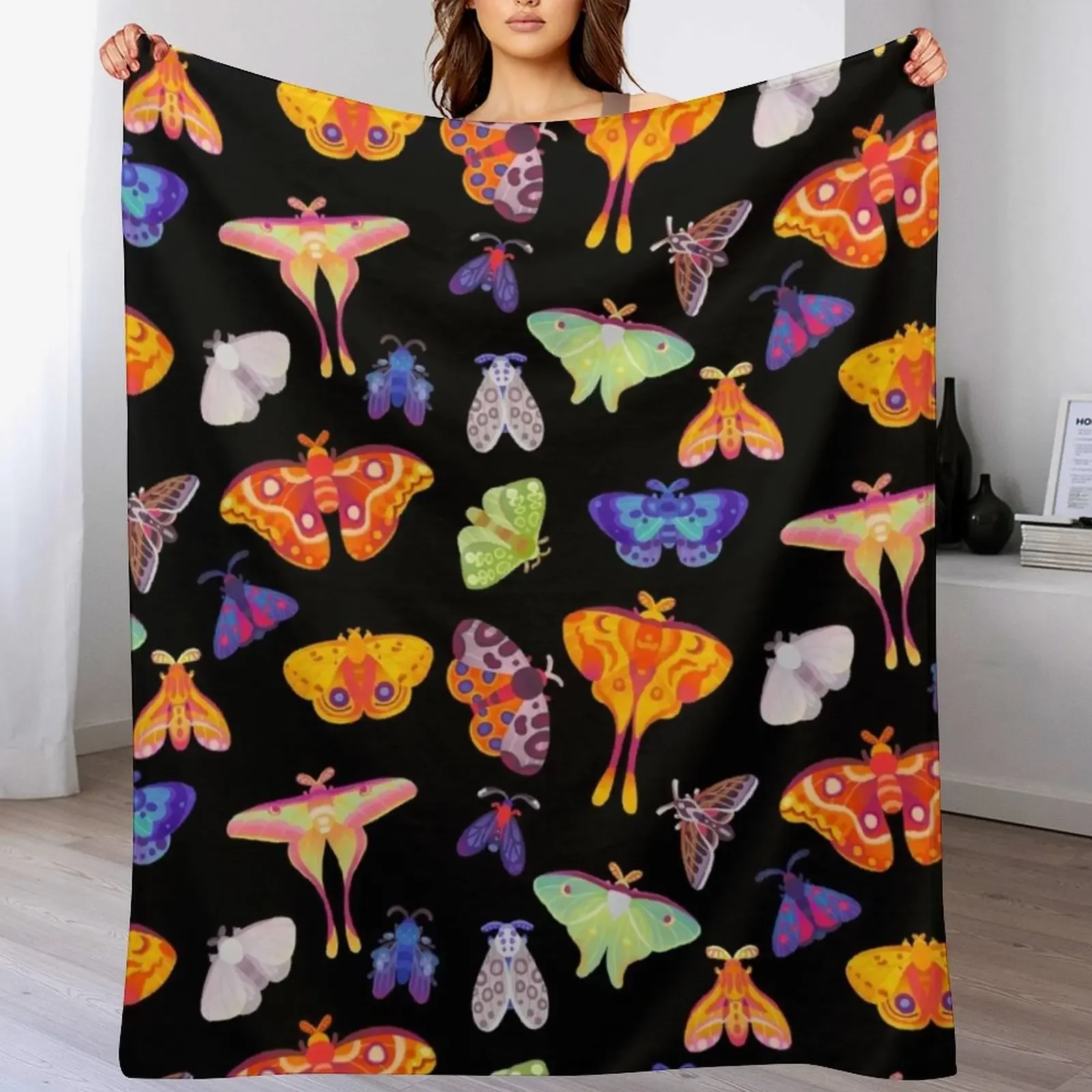 

Moth Throw Blanket warm winter Soft Plaid Furrys Polar Blankets